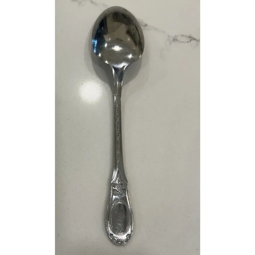 Vtg Customcraft Flatware CUS21 “P”‎ Monogram 6” Dessert Spoon Sample Korea MCM